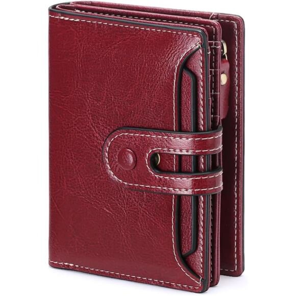 Small Wallet Genuine Leather Wine Red